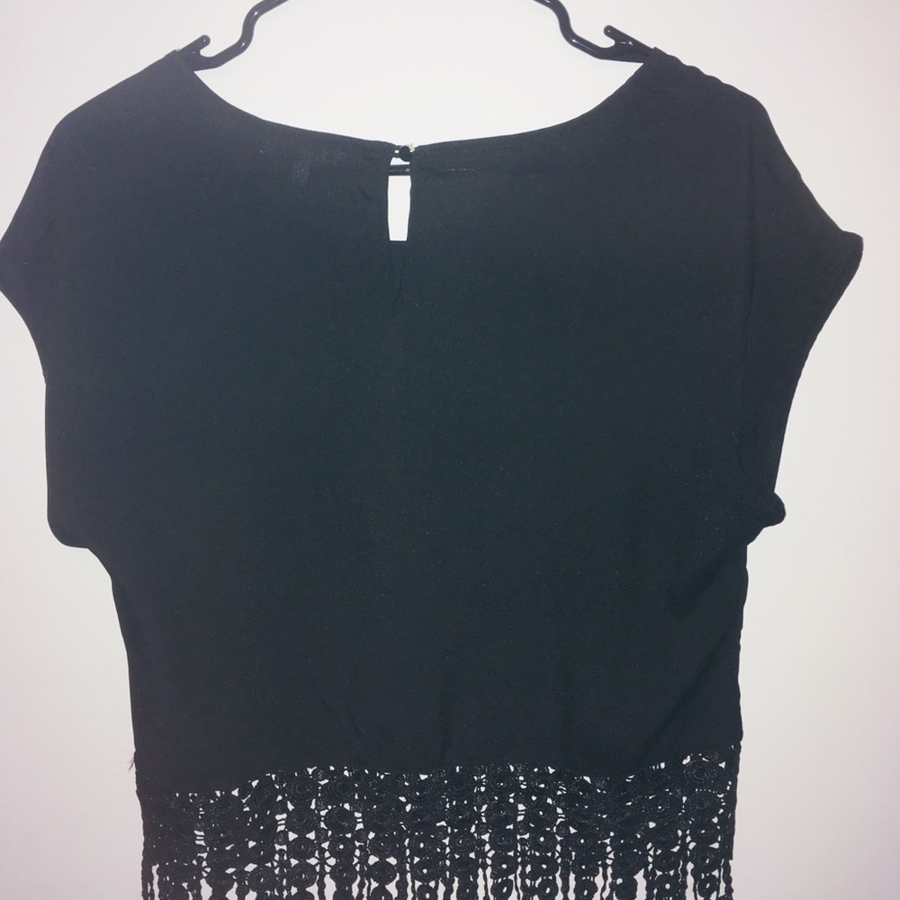 Black tassel blouse. Cute for a dinner date.